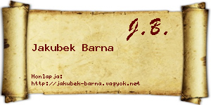 Jakubek Barna névjegykártya